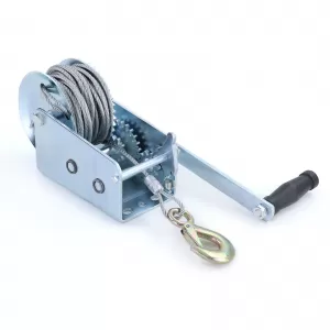 Hand winch trailer cable winch silver with 10 meter steel cable 900 kg