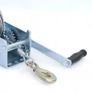 Hand winch trailer cable winch silver with 10 meter steel cable 900 kg