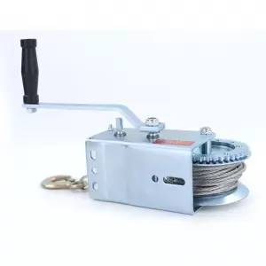 Hand winch trailer cable winch silver with 10 meter steel cable 900 kg