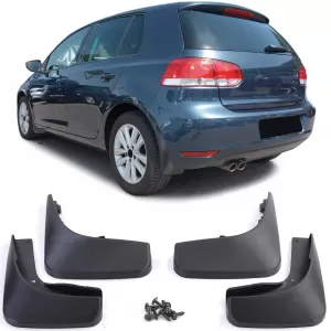 Mud flap set front and rear black for VW Golf 6 08-12