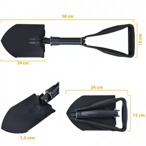 RAMROXX Lopată Pliabilă Supraviețuire Neagră Lopată Săpăligă Fierăstrău incl. Pungă-image-6203564
