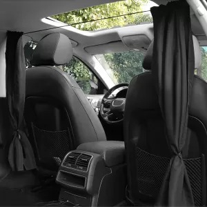 Car Curtains Cab Partition Sun Protection Black 2 Pieces