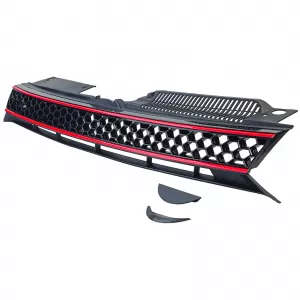 Honeycomb radiator grille without emblem + bumper grille GLOSSY for VW Golf 6 08-13