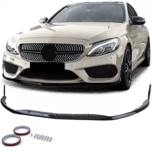 Front spoiler lip sport look black gloss for Mercedes C W205 S205 14-21