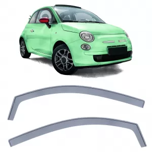 Wind deflector rain deflector wind protection black smoke for Fiat 500 500C 312 from 07