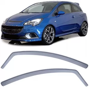 Wind deflector rain protection black smoke for Opel Corsa D 06-14 E 14-19 3-door