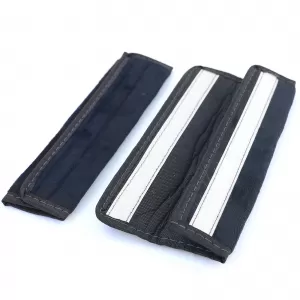 2x Seat Belt Pads Safety Belt Cushion Belt Protector Black with Grey Stitching