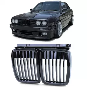 Sport front grille gloss black for 3 Series BMW E30 1982-1994