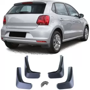 Mud flap set front and rear black for VW Polo 5 facelift 6C from 14-17