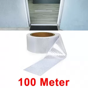 Signal tape marking tape barrier tape self-adhesive reflective white 100m-image-6204365