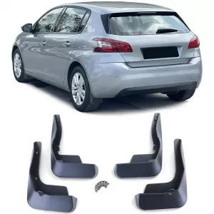 Mud flap set front and rear black for Peugeot 308 T9 pre-facelift 13-16