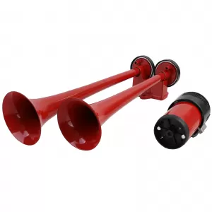 2-tone boat horn with 2 metal horns red + compressor 12 volt