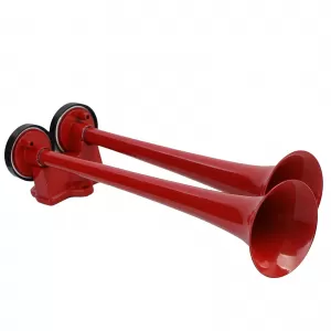2-tone boat horn with 2 metal horns red + compressor 12 volt