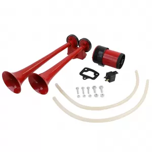 2-tone boat horn with 2 metal horns red + compressor 12 volt