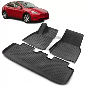 3D Floor Mats Black PREMIUM LINE suitable for Tesla Model Y from 2019