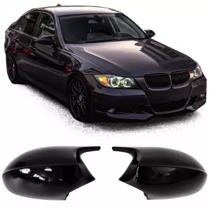 image-8-Csere tükörborítás fényes fekete, BMW 3-as E90 E91 facelift előtti modellekhez