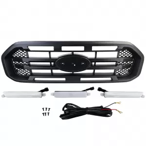 Radiator grille black double bar with LED fits Ford Ranger T8 19-23 2.0 TDCi