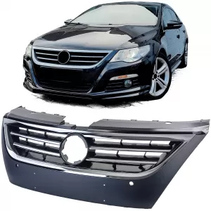 Black radiator grille with chrome strips fits VW Passat CC 2008-2012