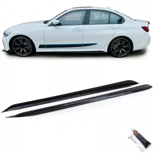 Body kit paraurti anteriore alettone posteriore minigonne nere lucide adatto per BMW Serie 3 G20 2019-2022-image-6205193