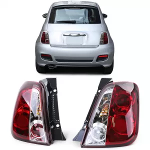 Fari posteriori in vetro trasparente rossi adatti per Fiat 500 2007-2015-image-6205347