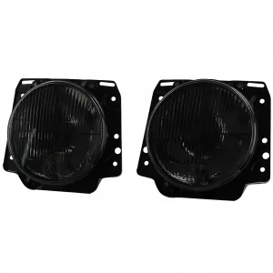 Headlights H4 Black Smoke ribbed with crosshair for VW Golf 2 83-91