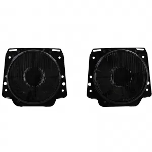 Headlights H4 Black Smoke ribbed with crosshair for VW Golf 2 83-91