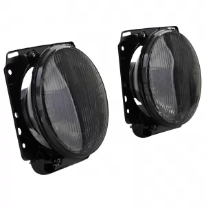 Headlights H4 Black Smoke ribbed with crosshair for VW Golf 2 83-91