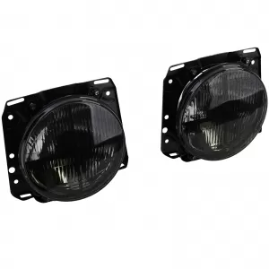 Headlights H4 Black Smoke ribbed with crosshair for VW Golf 2 83-91
