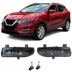 Clear Glass Fog Light Set Black Smoke for Nissan Qashqai 17-21