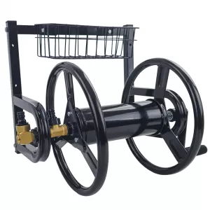 RAMROXX® wall-mounted hose reel 38 m – sturdy steel frame + brass joint