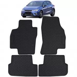 Car Rubber Floor Mats Black Premium Set for Seat Ibiza 6F from 2017