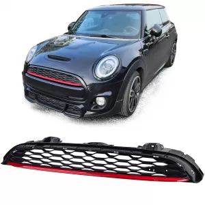 image-70-Sport méhsejtes hűtőrács piros díszcsíkkal Mini One Cooper S F55 F56 F57 14-20