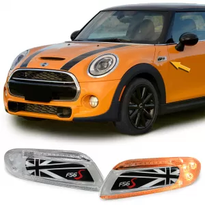 LED side indicators Union Jack black for Mini One Cooper S F55 F56 F57 2014-21