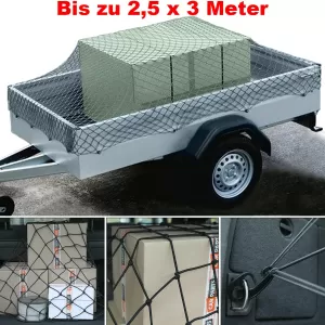 Trailer net 2.5x3m tear-resistant stretchable nylon black car trailer cargo net