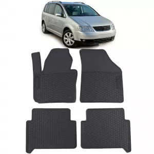 Car Rubber Floor Mats Black Premium Set for VW Touran 1T 03-15