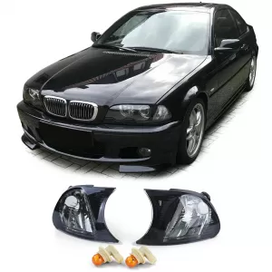 Clear glass indicator set black smoke fits for 3 Series BMW E46 Coupe Convertible 2001-2003