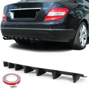 Universal rear diffuser for rear bumper with 7 fins glossy black