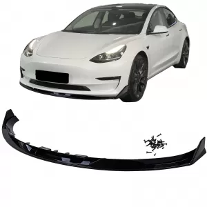 Front spoiler performance lip gloss black fits for Tesla Model 3 from 2018