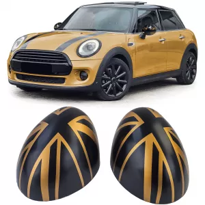 image-71-Mirror caps Union Jack black gold fits for Mini F54 F55 F56 F57 13-18