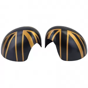 Mirror caps Union Jack black gold fits for Mini F54 F55 F56 F57 13-18