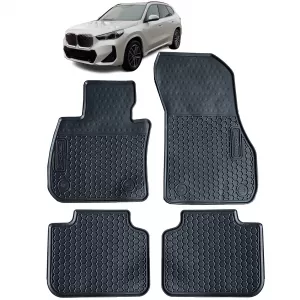 Car Rubber Floor Mats Black Premium Set for BMW X1 U11 from year 2022