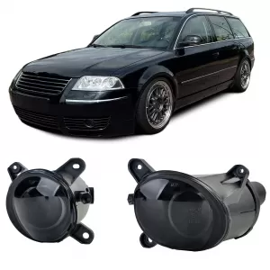 Clear Glass Fog Light Set Black Smoke for VW Passat B5 3BG 2000-2005