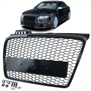 image-59-Sport hűtőrács méhsejt design performance fényes fekete Audi A4 B7 2004-2008