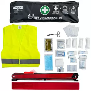 Car first aid kit 3-in-1 set first aid DIN 13164 + safety vest + warning triangle