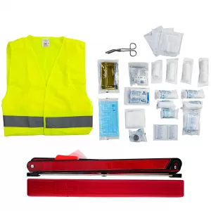 Car first aid kit 3-in-1 set first aid DIN 13164 + safety vest + warning triangle