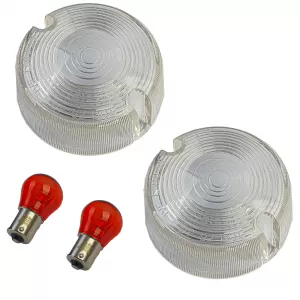 Clear indicator lens set incl. bulbs for Harley Davidson Ø 7.5cm