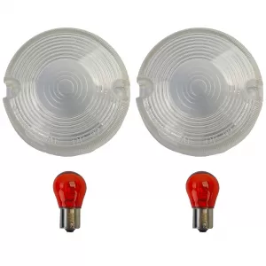 Clear indicator lens set incl. bulbs for Harley Davidson Ø 7.5cm