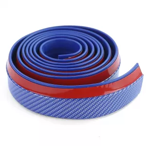 Front spoiler lip side skirts universal flexible 2.5m x 5cm carbon look blue