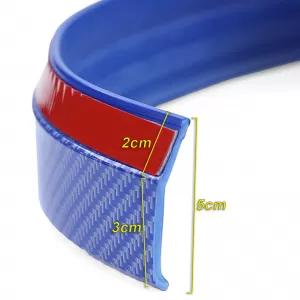 Front spoiler lip side skirts universal flexible 2.5m x 5cm carbon look blue