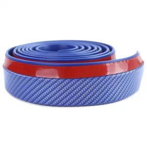 Front spoiler lip side skirts universal flexible 2.5m x 5cm carbon look blue